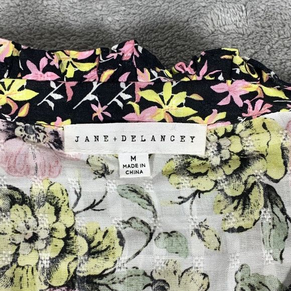 Jane + Delancey Womens M Floral Ruffle Hi Low Long Sleeve Blouse Top Medium - Picture 4 of 11